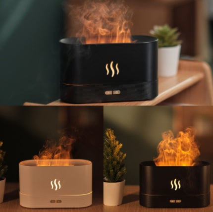 Flame Light Aroma Diffuser & Humidifier – Auto-Off, Quiet Mist, for Home & Spa.