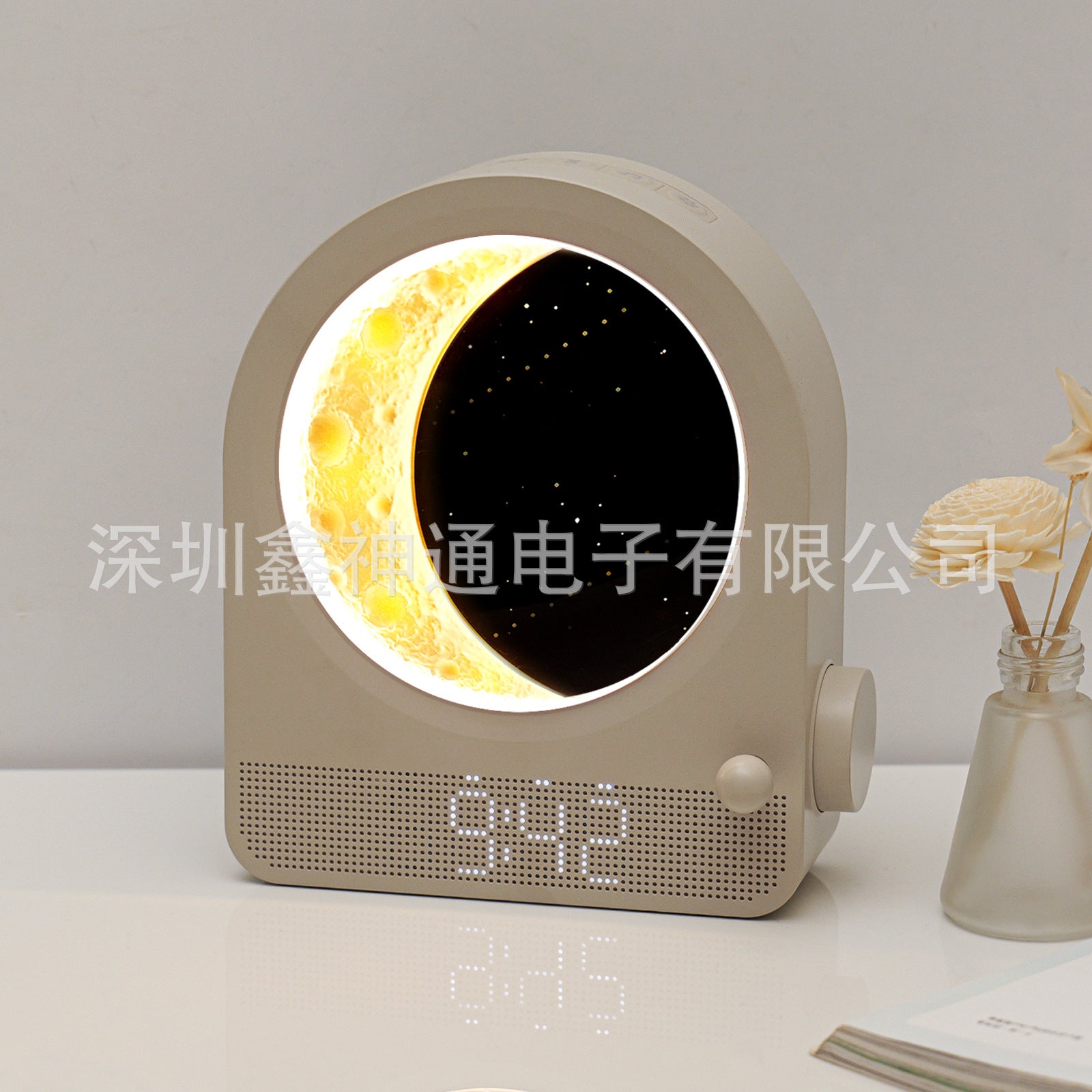 Multi-Function Touch Night Light Alarm Clock – White Noise, Moon Meteor Wake-Up Light & Eye-Friendly Bedside Lamp