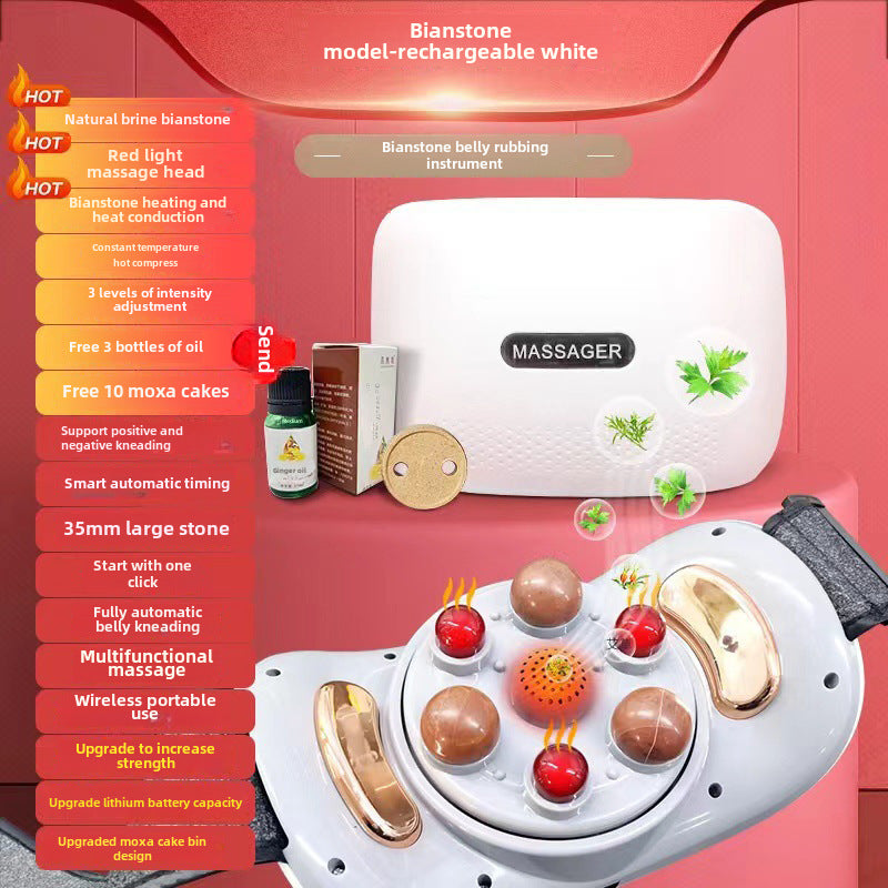 Enlong Automatic Intelligent Multifunctional Moxibustion Heat Therapy Abdomen Massager Stone Roller Belt Red Light Therapy