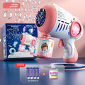  Pink-full automatic 8-hole dinosaur small steel cannon bubble machine (send bubble liquid + battery)
