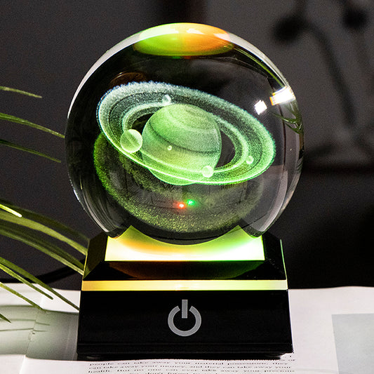 Crystal Ball Creative 3D Laser Internal Engraving Process Saturn Sun Series Ornaments Night Light Ornaments