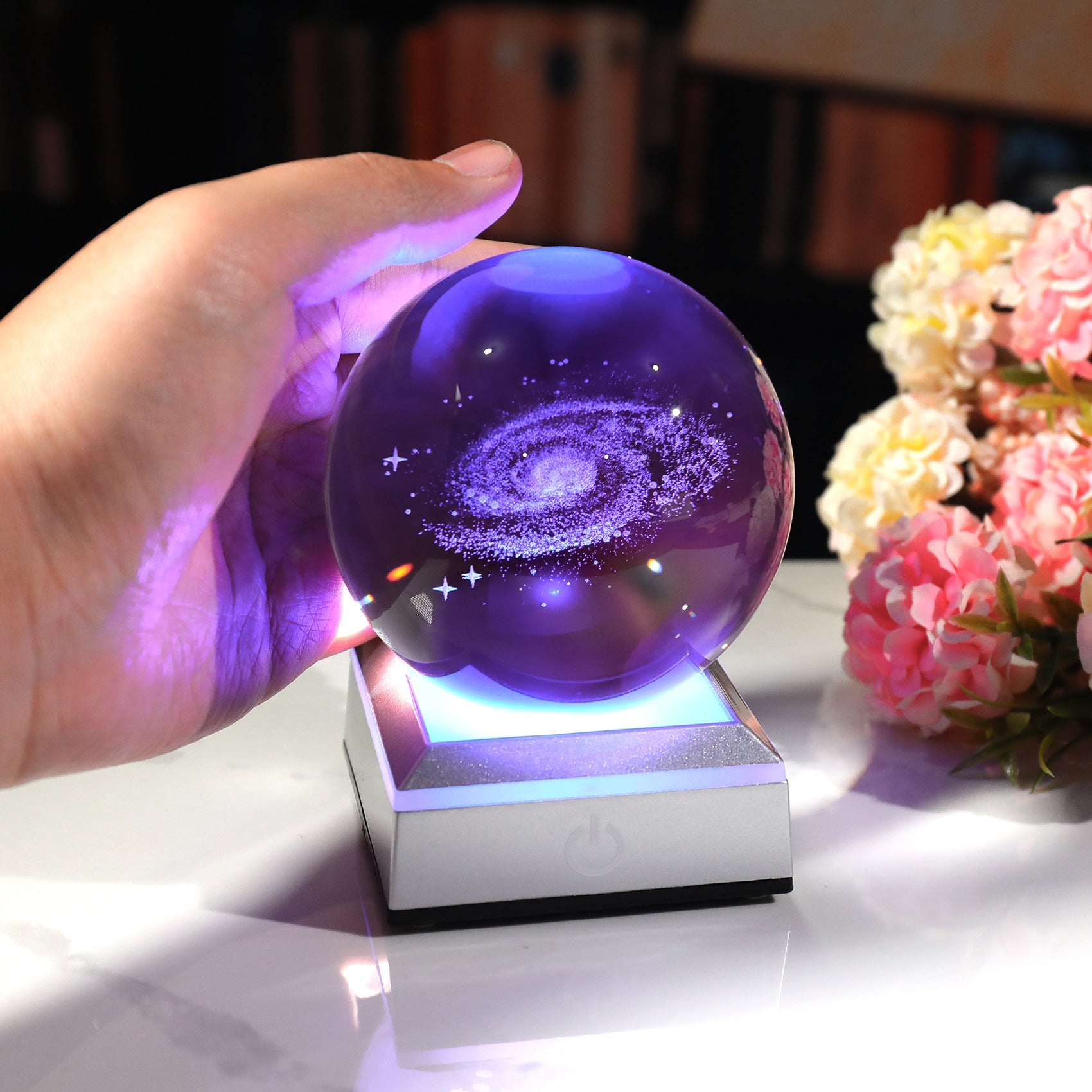 Crystal Ball Creative 3D Laser Internal Engraving Process Saturn Sun Series Ornaments Night Light Ornaments