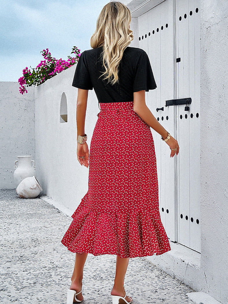 Elegant V-Neck Short Sleeve Dress – Spring & Summer Casual Wear for Women
