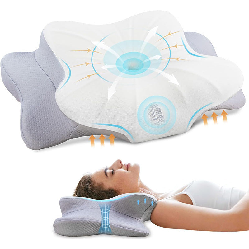 Memory Foam Pillow Double Layer Butterfly Shape High Pillow No Sagging Neck Support Sleep Pillow Wholesale Neck Friend Brand