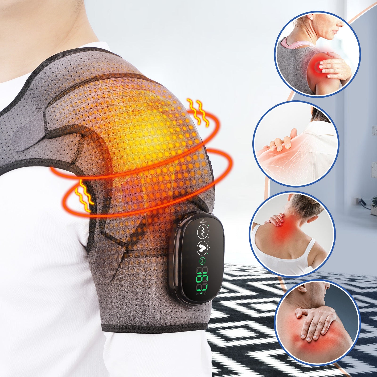 Cross-border Electric Heating Shoulder Pad Vibration Massage Heating Shoulder Pad Charging Shoulder And Neck Joint Hot Compress Physiotherapy Factory For The Elderly