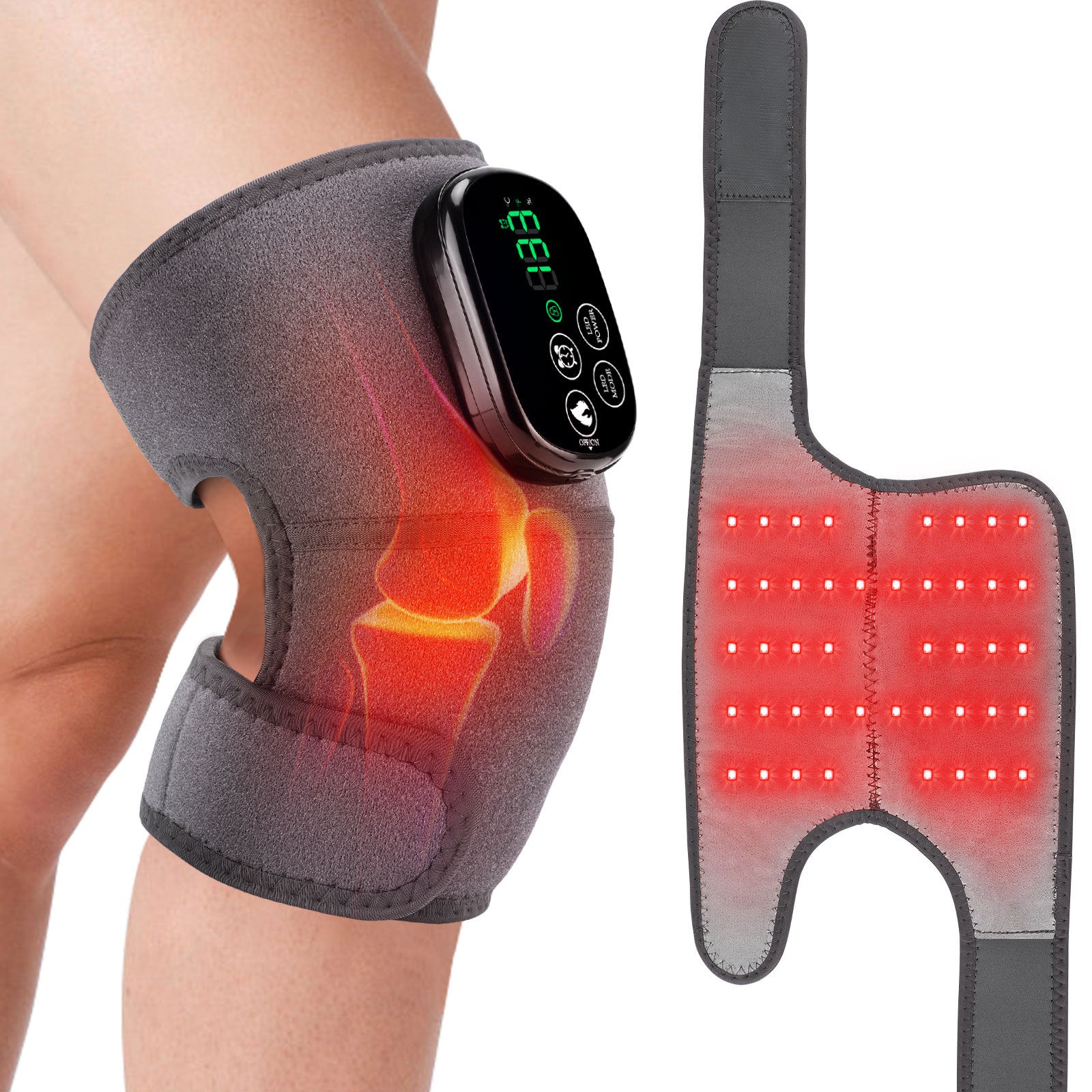 Cross-border Red Light Physiotherapy Heating Knee Pads Shoulder Pads Elbow Pads 44 Lamp Beads 660nm850nm Infrared Knee Pads Massage Instrument