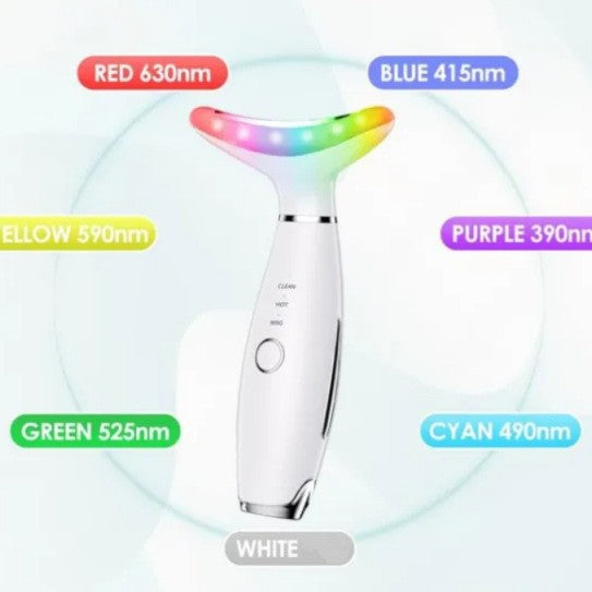 Neck Beauty Instrument Three-color Light Heat Compress Thin Neck Breast Beauty Vibration Massage Color Light Home Rechargeable Skin Rejuvenation Beauty Instrument Cross-border