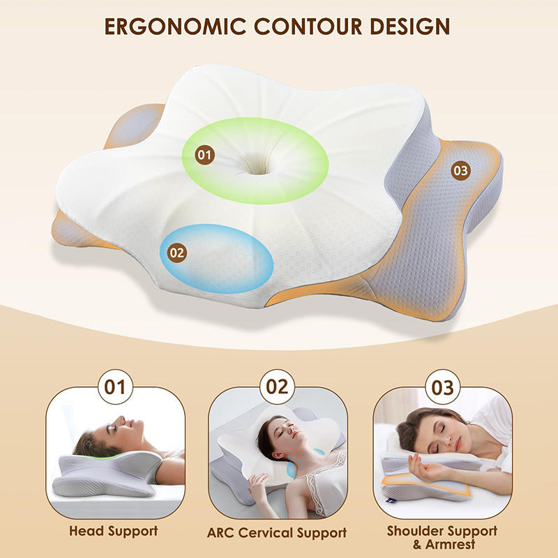 Memory Foam Pillow Double Layer Butterfly Shape High Pillow No Sagging Neck Support Sleep Pillow Wholesale Neck Friend Brand