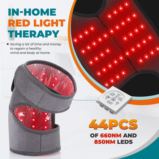 Cross-border Red Light Physiotherapy Heating Knee Pads Shoulder Pads Elbow Pads 44 Lamp Beads 660nm850nm Infrared Knee Pads Massage Instrument