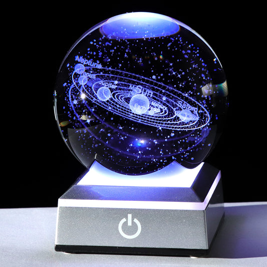 Crystal Ball Creative 3D Laser Internal Engraving Process Saturn Sun Series Ornaments Night Light Ornaments