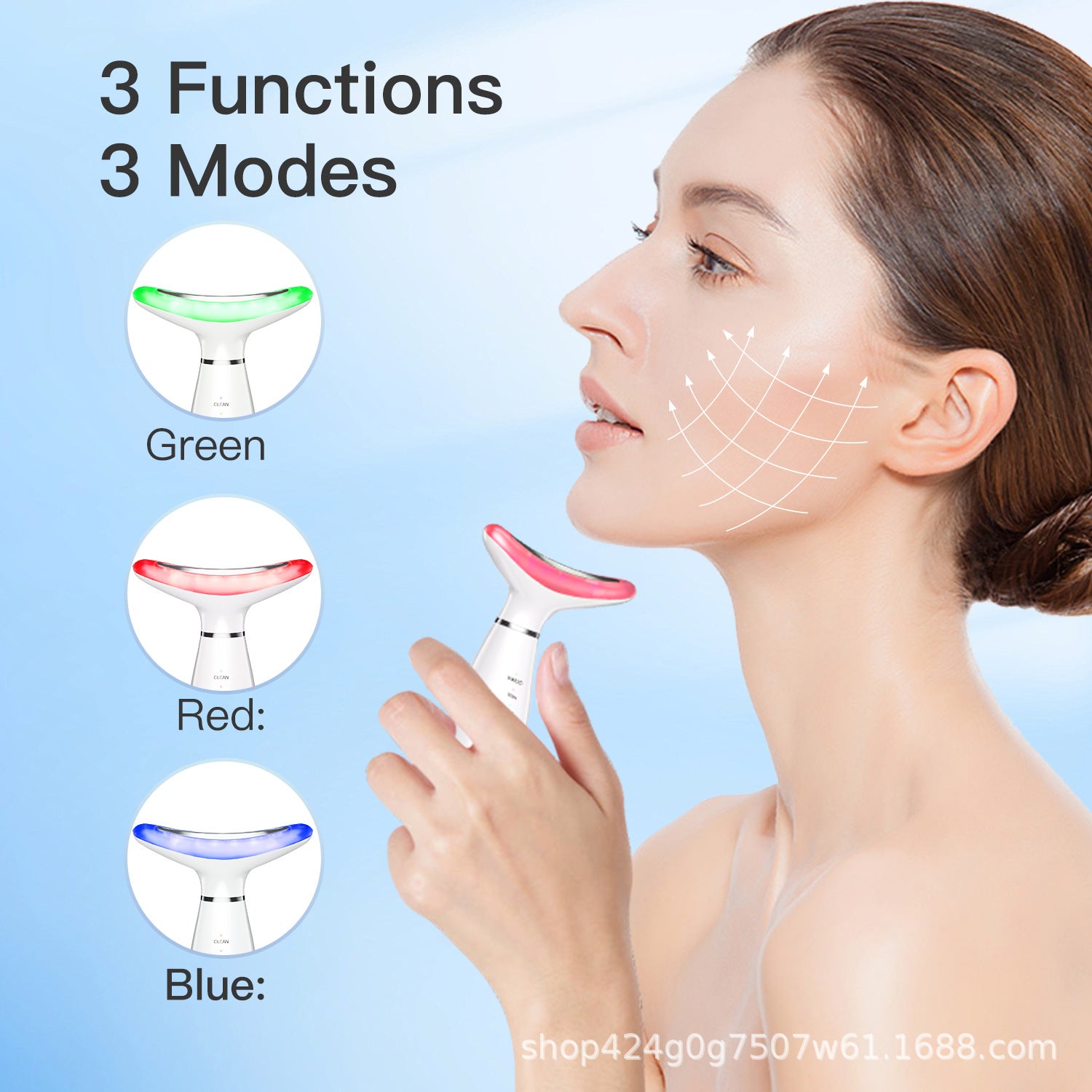 Neck Beauty Instrument Three-color Light Heat Compress Thin Neck Breast Beauty Vibration Massage Color Light Home Rechargeable Skin Rejuvenation Beauty Instrument Cross-border