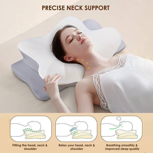 Memory Foam Pillow Double Layer Butterfly Shape High Pillow No Sagging Neck Support Sleep Pillow Wholesale Neck Friend Brand