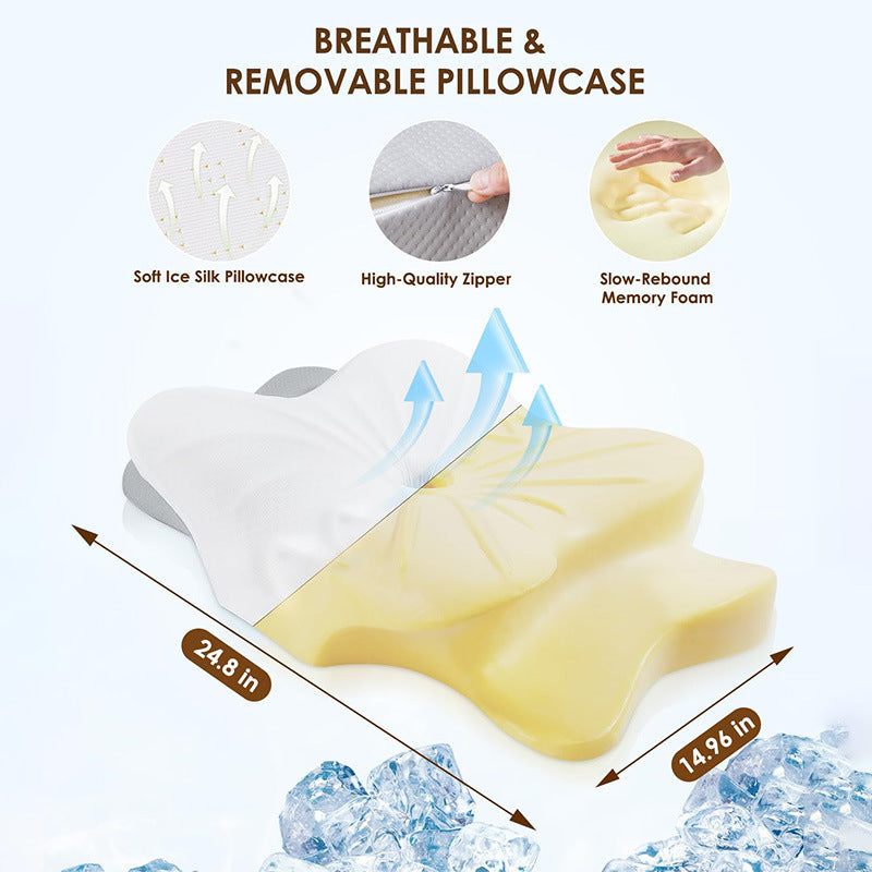 Memory Foam Pillow Double Layer Butterfly Shape High Pillow No Sagging Neck Support Sleep Pillow Wholesale Neck Friend Brand