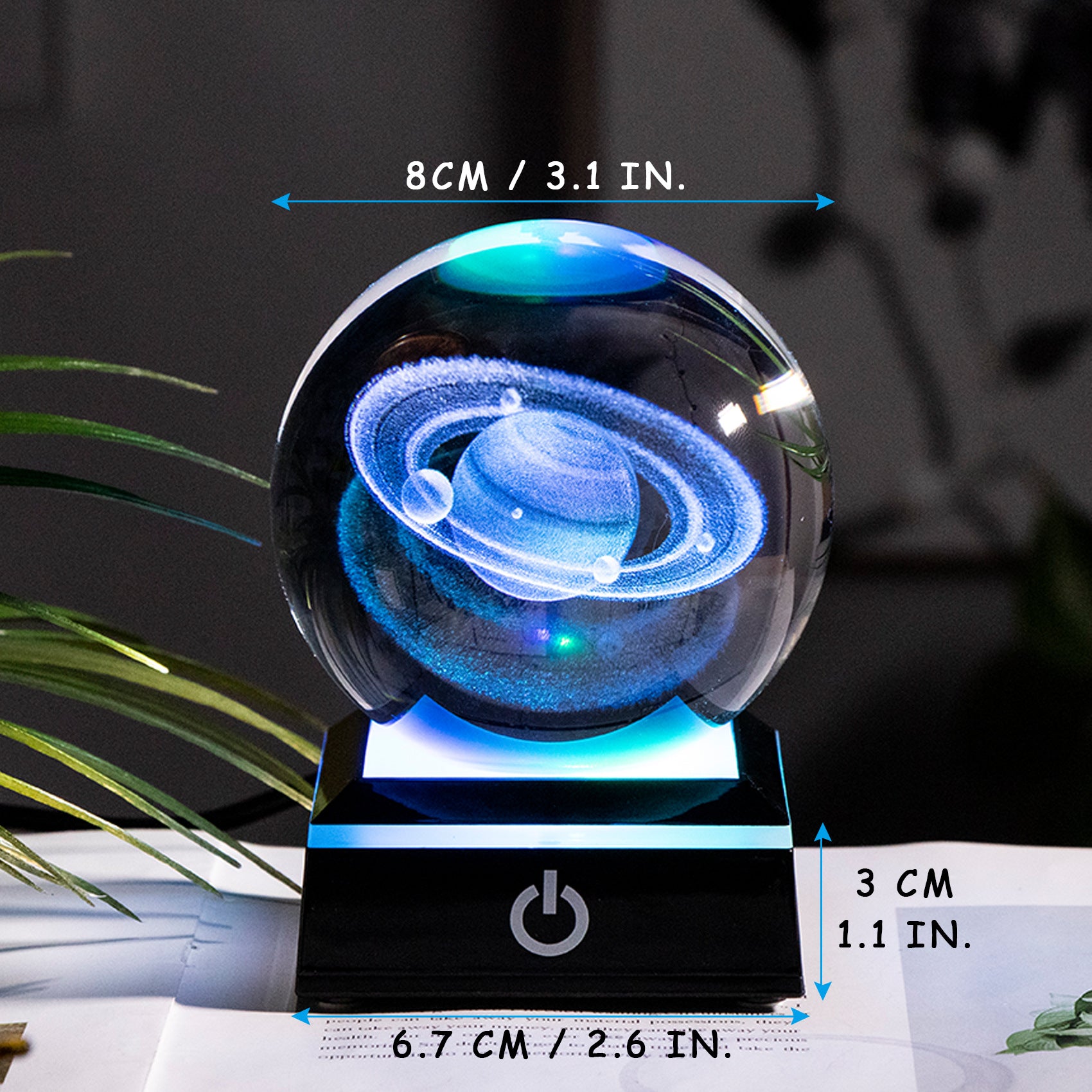 Crystal Ball Creative 3D Laser Internal Engraving Process Saturn Sun Series Ornaments Night Light Ornaments